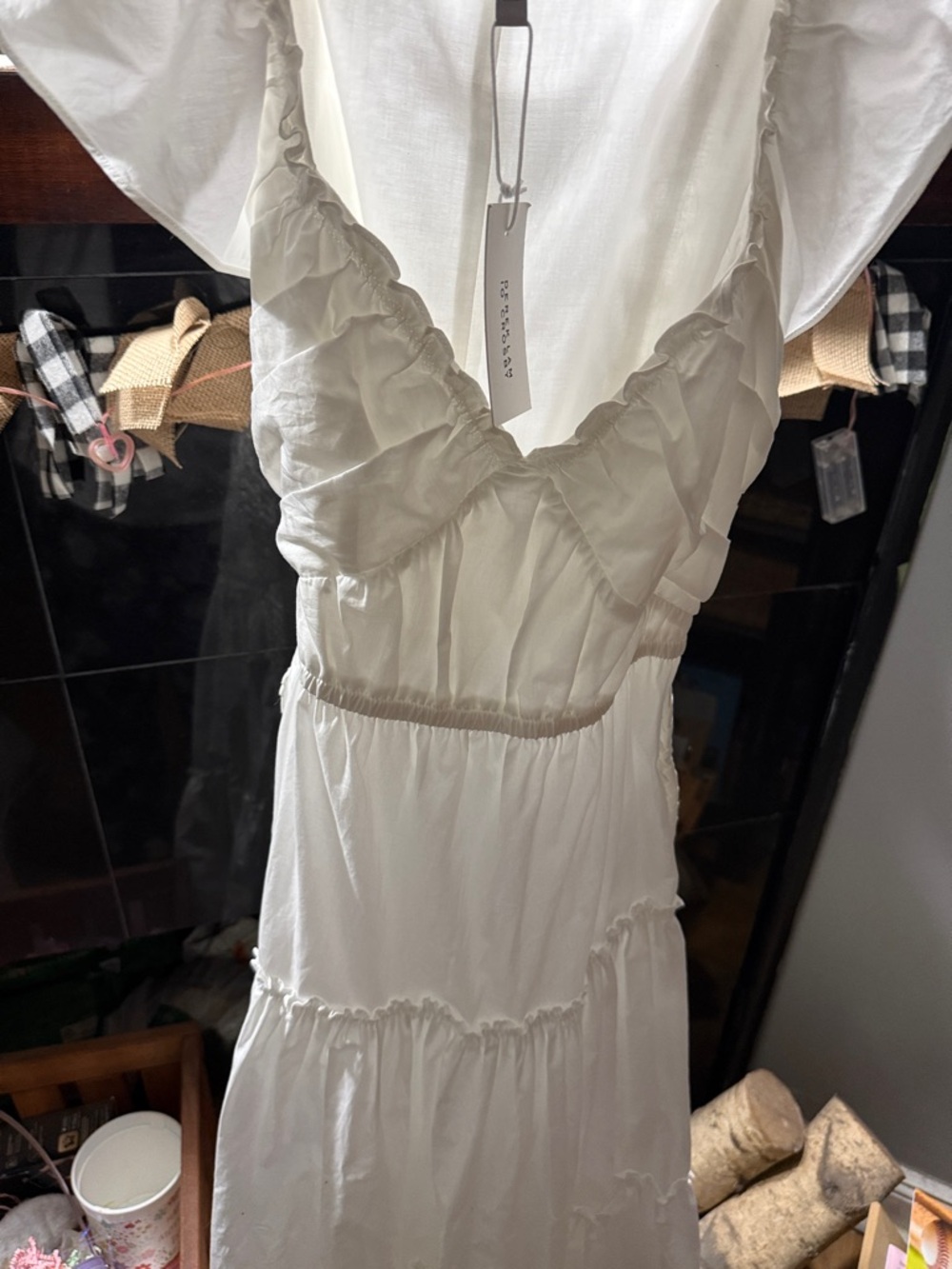 Derek Lam White Ruffled V-Neck Maxi Dress